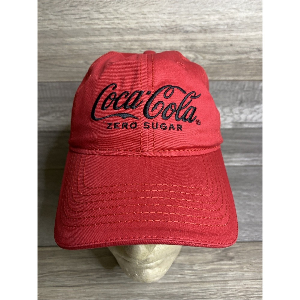 Coca-Cola Zero Sugar Black Embroidered Logo Red Baseball Cap Adjustable Back NEW